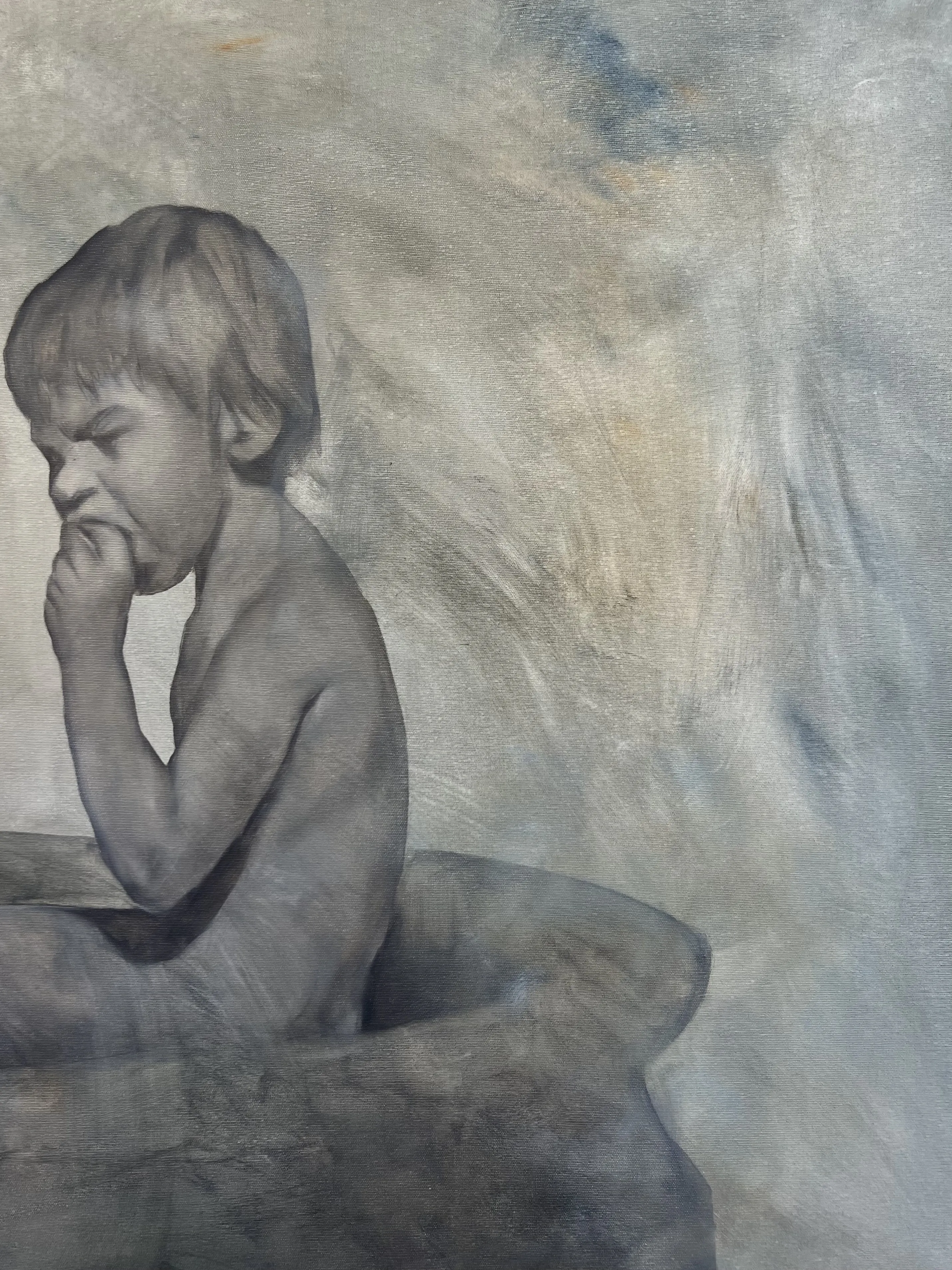 Image of “Girl with the Peach” by ANNA VERIKI, size: 175x205 cm, made of Oil on canvas , Painting medium, from Kyiv , priced at €4300 Photo 2 of 7.