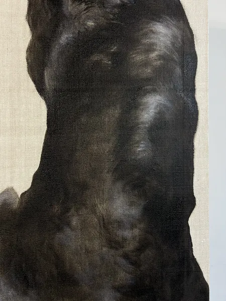 Image of “Black dog” by ANNA VERIKI, size: 100x65 cm , made of Oil on linen , Painting medium, from Kyiv , priced at €2100 Photo 6 of 6.