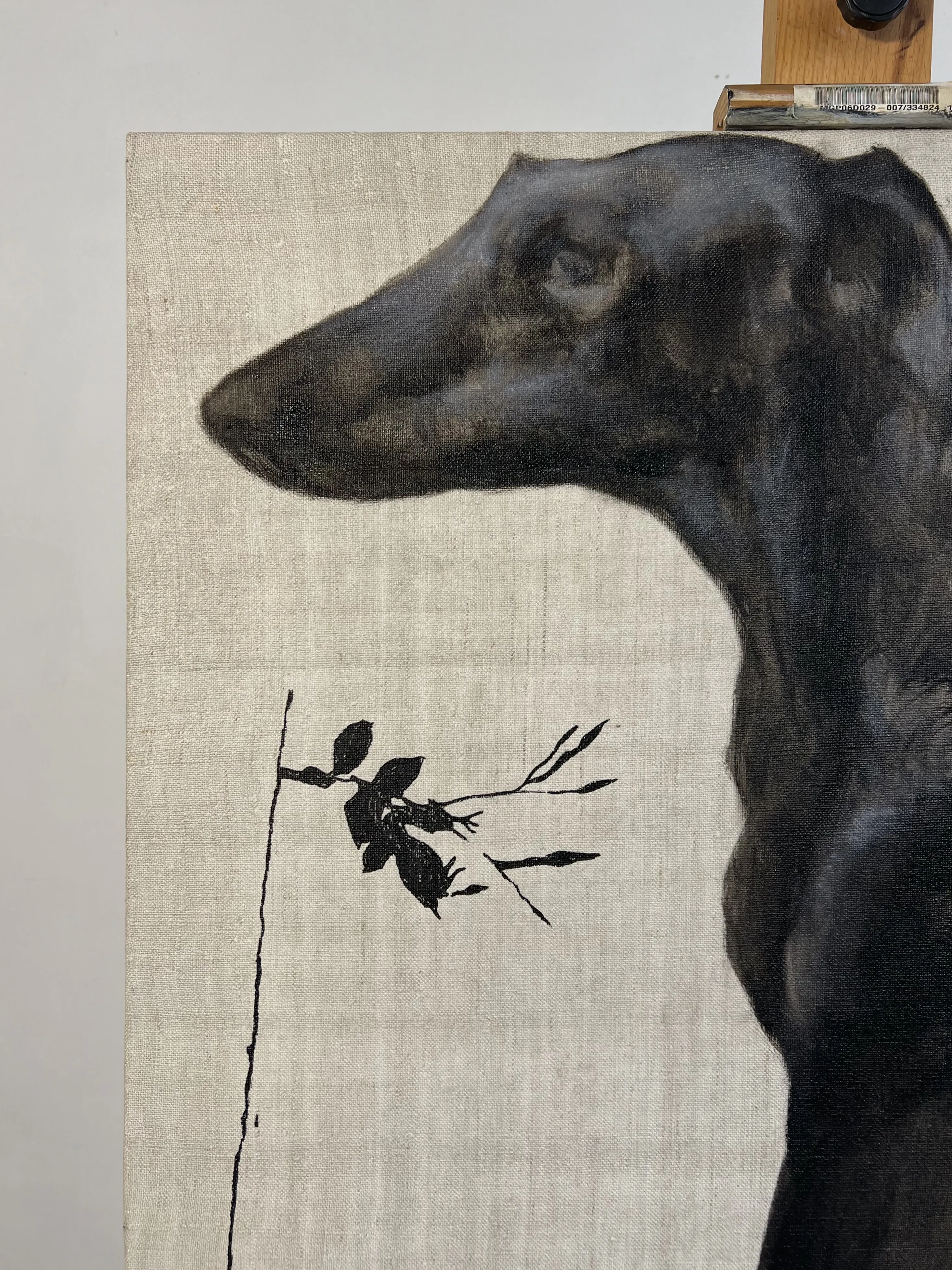 Image of “Black dog” by ANNA VERIKI, size: 100x65 cm , made of Oil on linen , Painting medium, from Kyiv , priced at €2100 Photo 3 of 6.