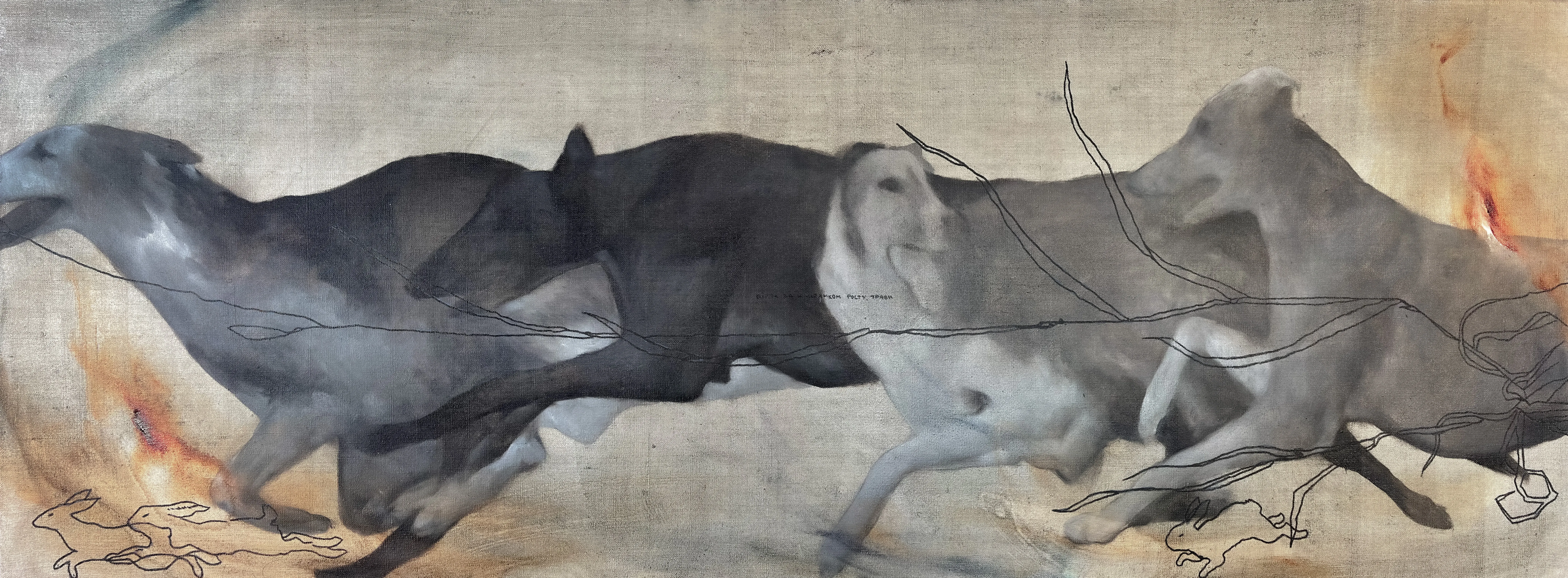 Image of “Racing”  by ANNA VERIKI, size: 65x180 cm, made of Oil on canvas , Painting medium, from Kyiv. Ukraine , priced at €2300 Photo 5 of 6.