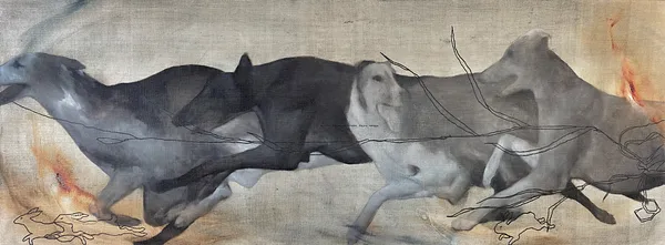 Image of “Racing”  by ANNA VERIKI, size: 65x180 cm, made of Oil on canvas , Painting medium, from Kyiv. Ukraine , priced at €2300 Photo 5 of 6.