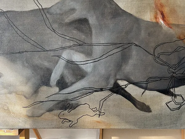 Image of “Racing”  by ANNA VERIKI, size: 65x180 cm, made of Oil on canvas , Painting medium, from Kyiv. Ukraine , priced at €2300 Photo 2 of 6.