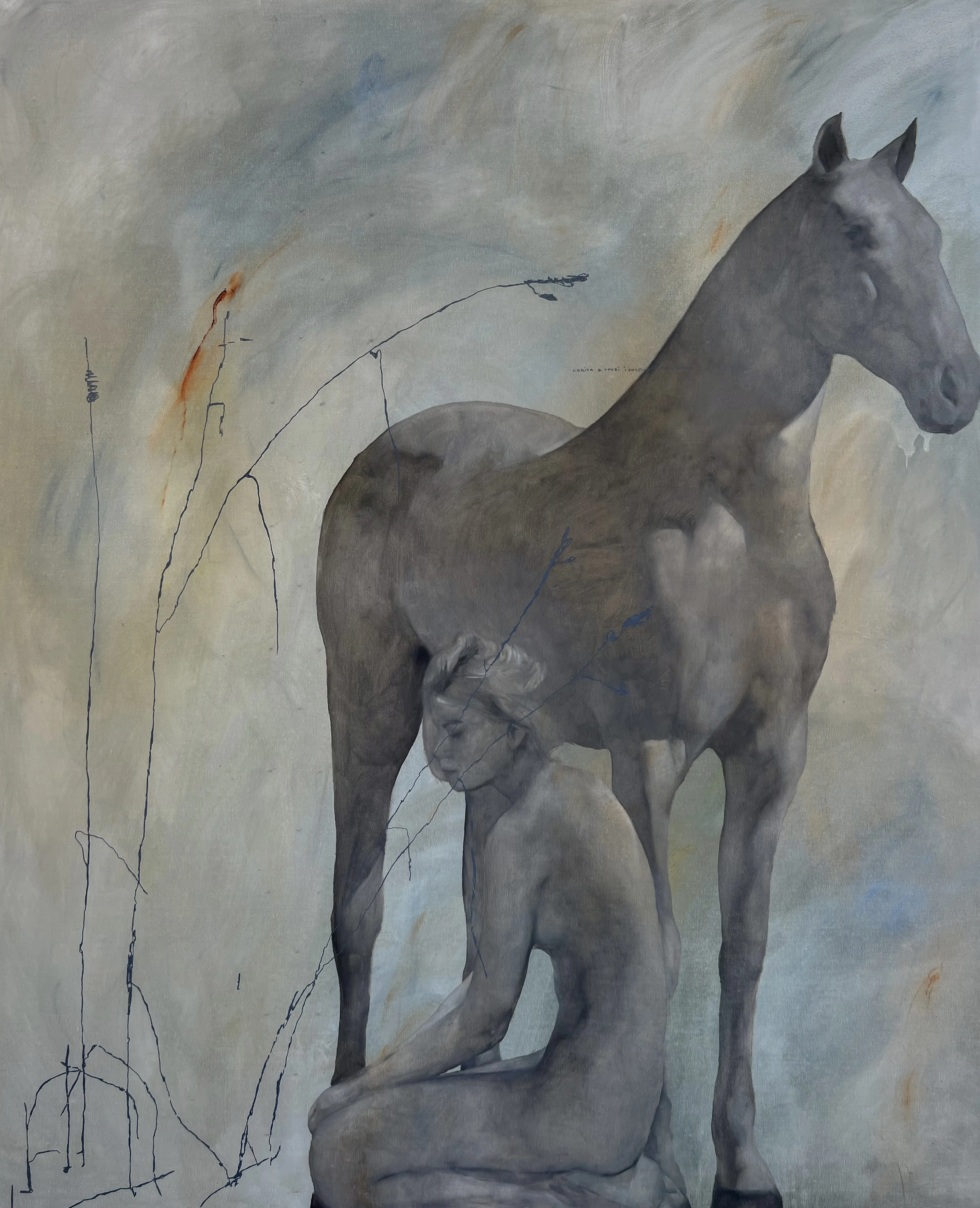Image of “Tranquility” by ANNA VERIKI, size: 195x165 cm , made of Oil on canvas , Painting medium, from Kyiv, Ukraine , priced at €4500 Photo 1 of 8.