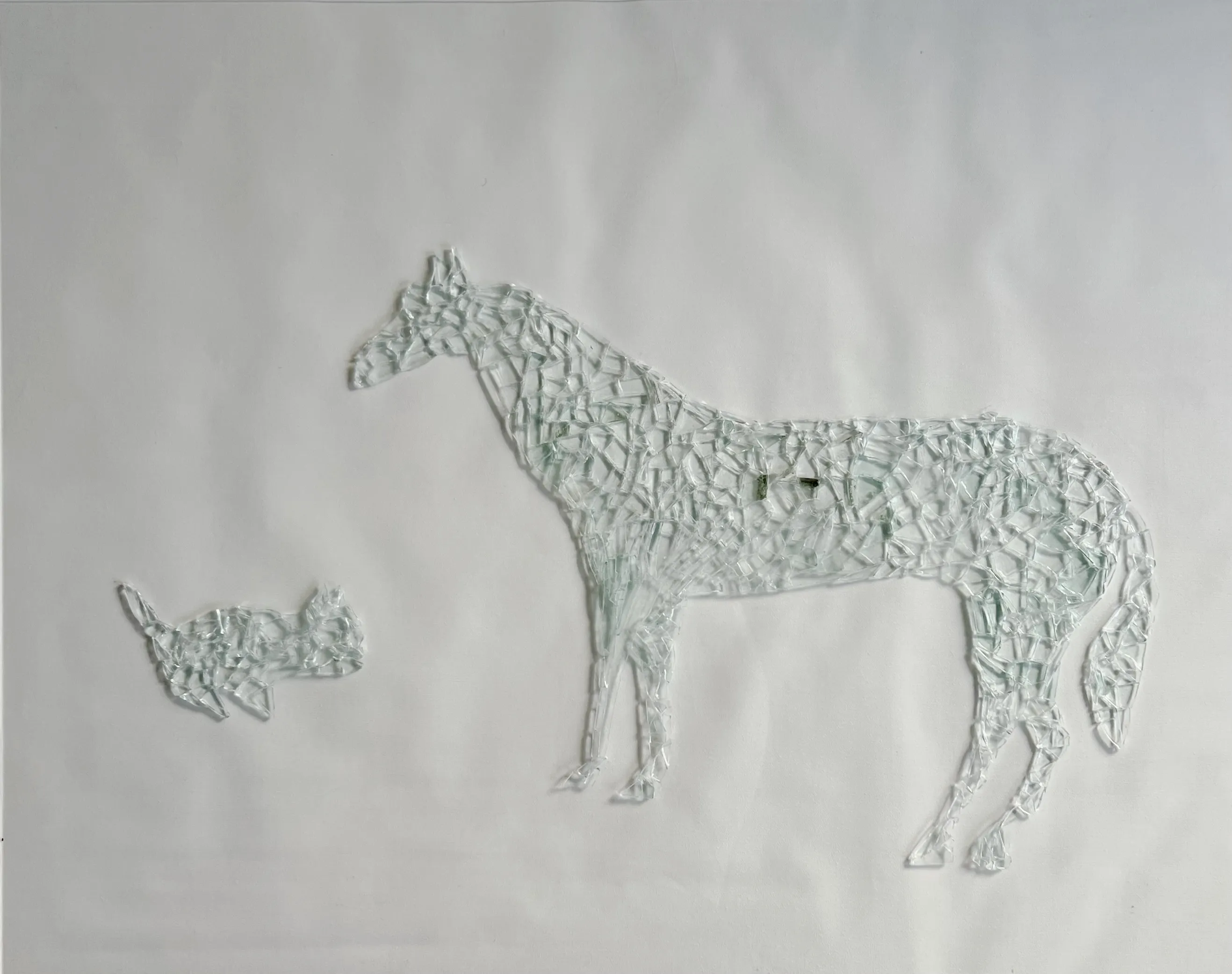 Image of «Кіт і Кінь»  by ANNA VERIKI, size: 80x100 cm, made of Plexiglass, glass shards, from Kyiv  Photo 1 of 8.