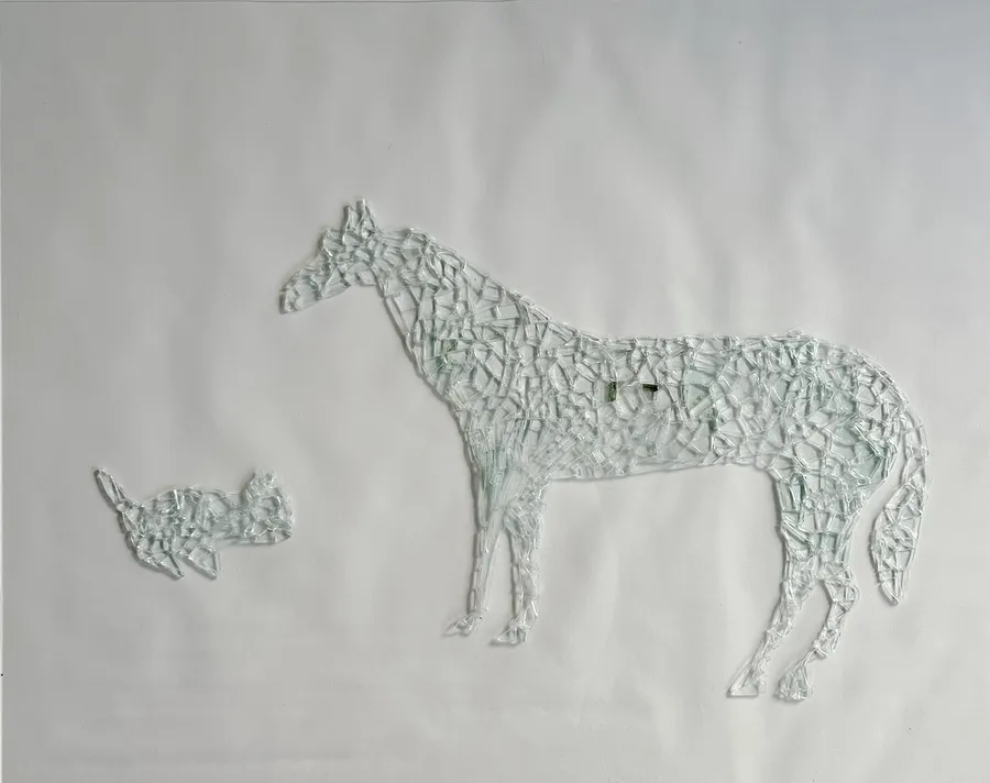 Image of «Кіт і Кінь»  by ANNA VERIKI, size: 80x100 cm, made of Plexiglass, glass shards, from Kyiv 