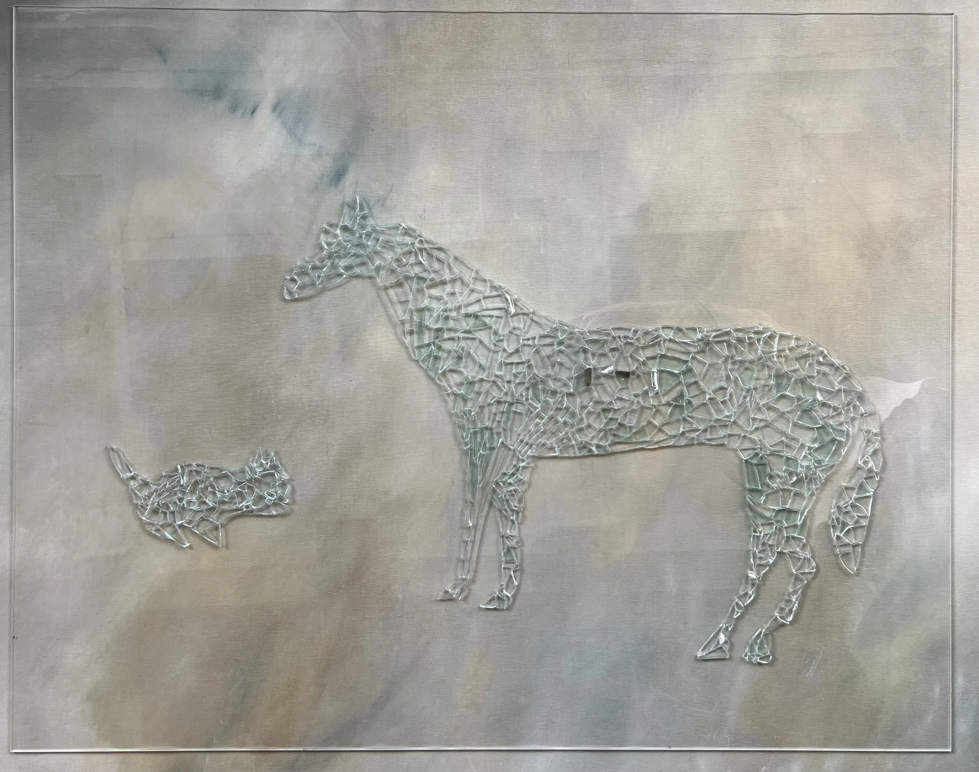 Image of «Кіт і Кінь»  by ANNA VERIKI, size: 80x100 cm, made of Plexiglass, glass shards, from Kyiv  Photo 3 of 8.