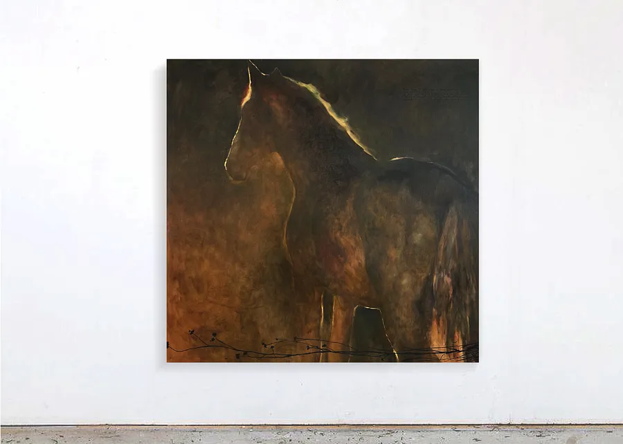 Image of “Behind the sun” by ANNA VERIKI, size: 100x90 cm, made of Oil on canvas , Painting medium, from Kyiv , priced at €2500