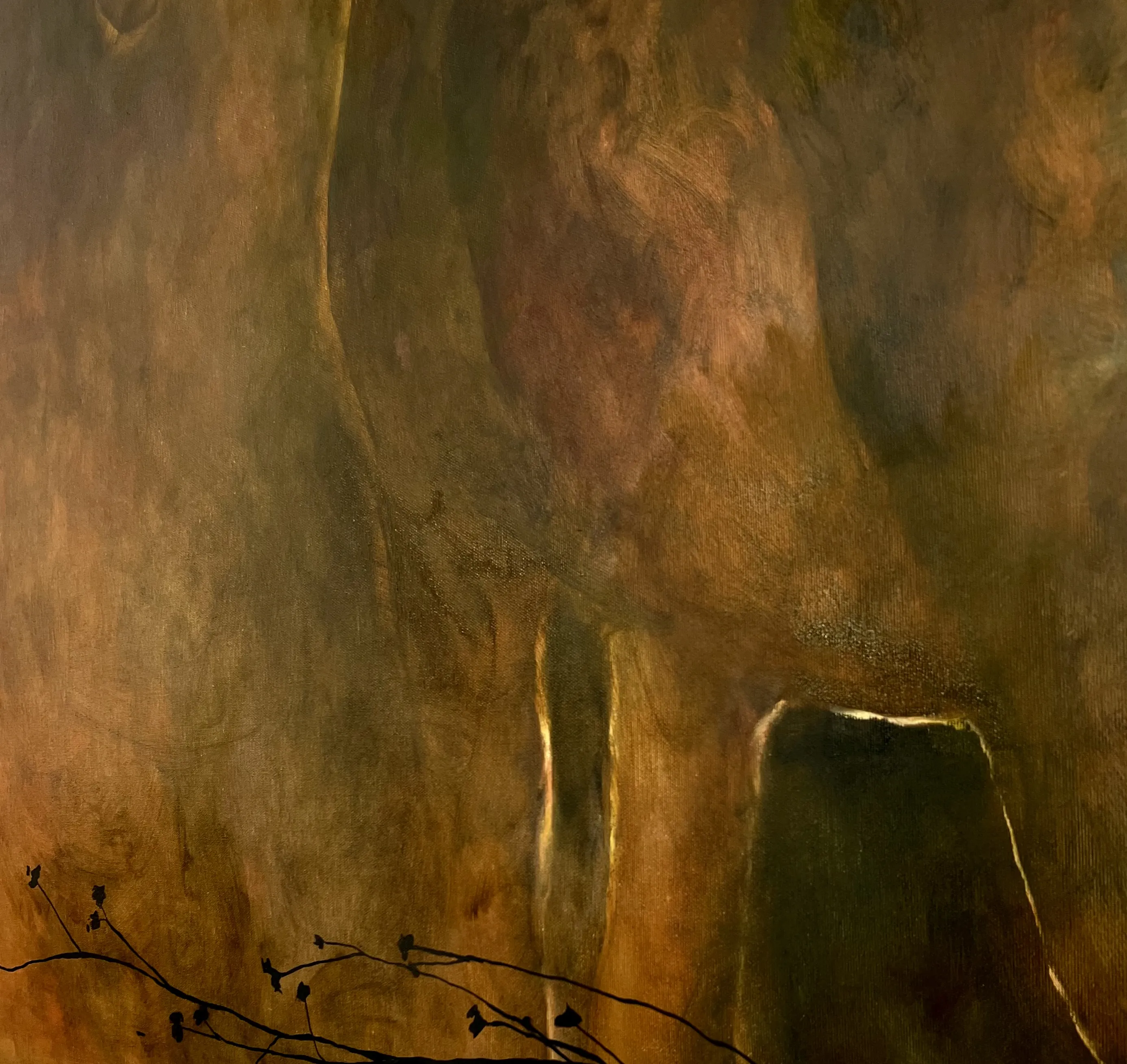 Image of “Behind the sun” by ANNA VERIKI, size: 100x90 cm, made of Oil on canvas , Painting medium, from Kyiv , priced at €2500 Photo 2 of 3.