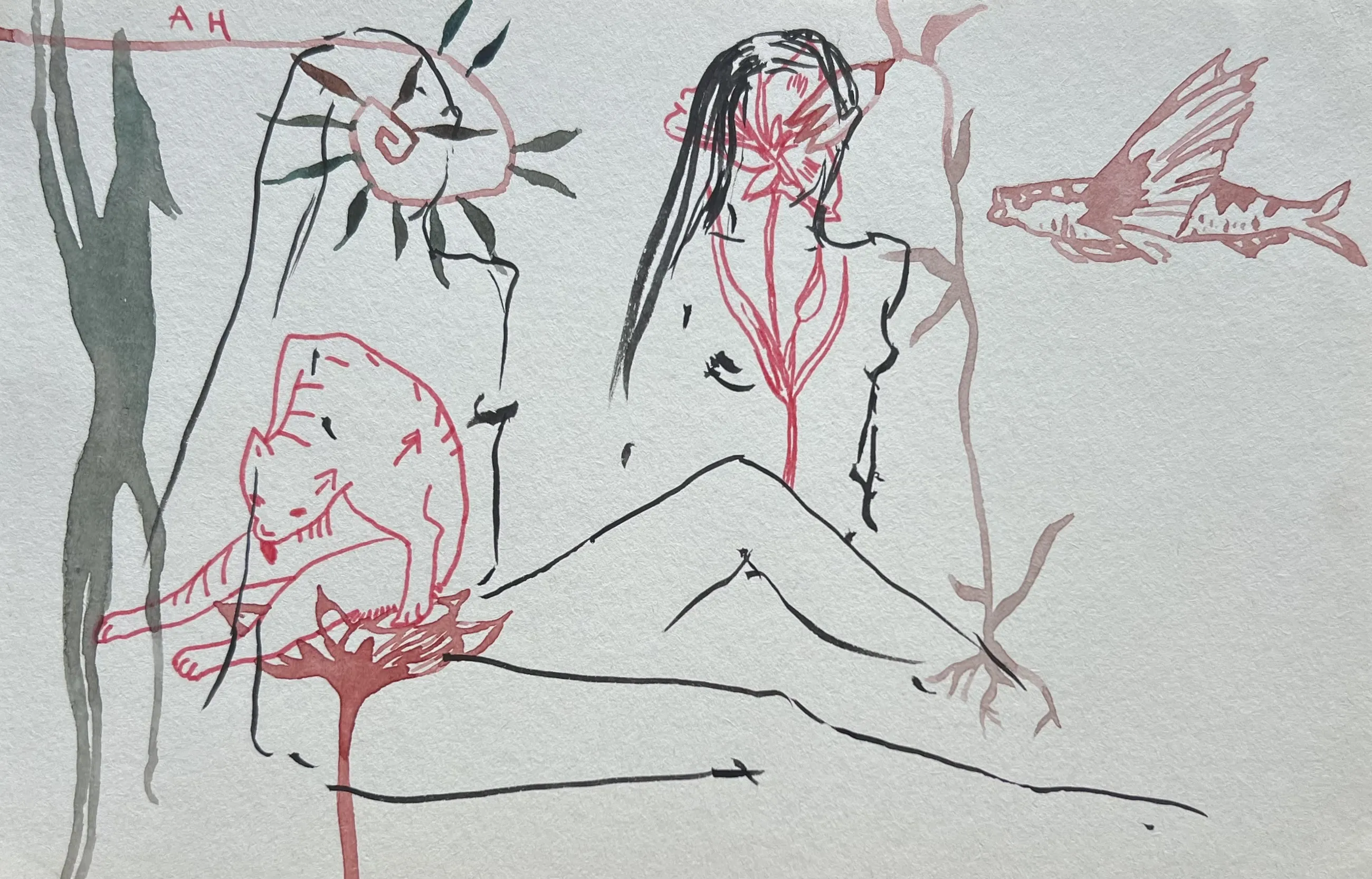 Image of “Cat” by ANNA VERIKI, size: 14x21 cm, made of Paper, mixed media , Graphics medium, from Kyiv , priced at €100