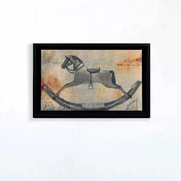 Image of “Toy Horse” by ANNA VERIKI, size: 20x40 cm, made of Oil on canvas , Painting medium, from Kyiv, priced at €650
