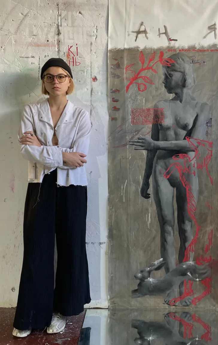 Image of I'm Anna  by ANNA VERIKI, size: 165x55cm, made of Oil on canvas, Painting medium, from Kyiv, Ukraine , part of the Series 1 series, priced at €2500