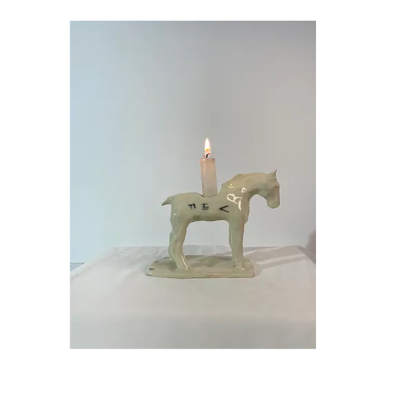 Image of White horse, black dog by ANNA VERIKI, size: 12x7x13 cm, Sculpture medium, from Kyiv , priced at €600