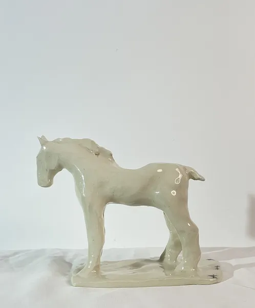 Image of White horse, black dog by ANNA VERIKI, size: 12x7x13 cm, Sculpture medium, from Kyiv , priced at €600 Photo 3 of 8.