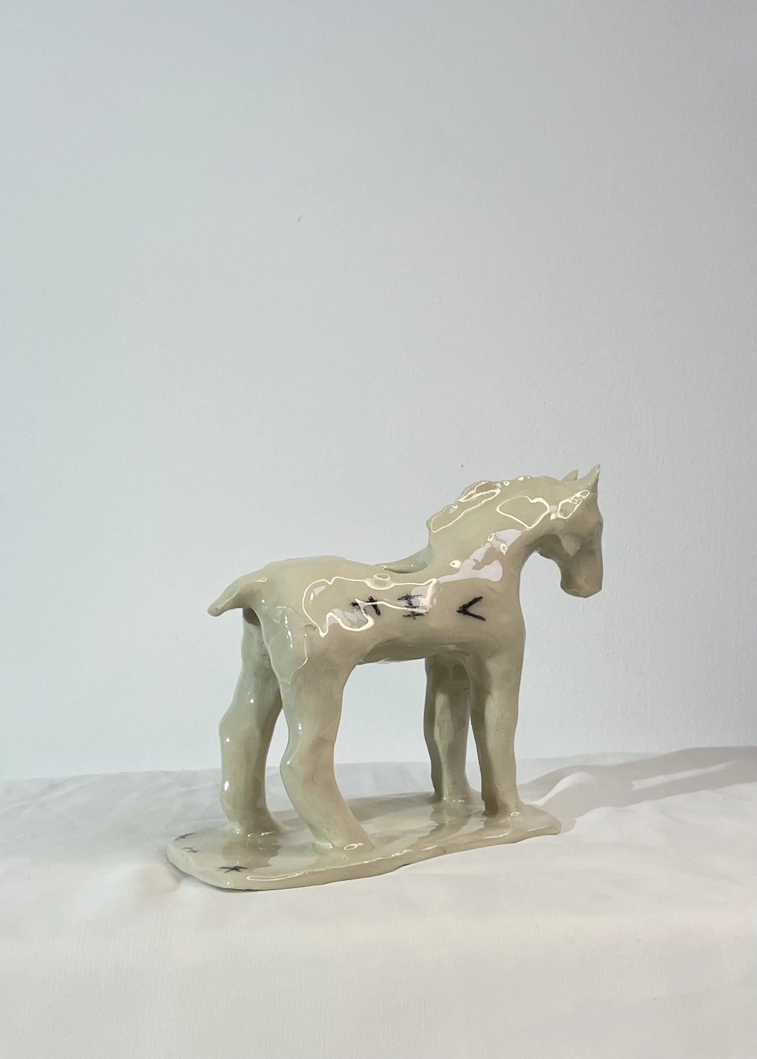 Image of White horse, black dog by ANNA VERIKI, size: 12x7x13 cm, Sculpture medium, from Kyiv , priced at €600 Photo 5 of 8.