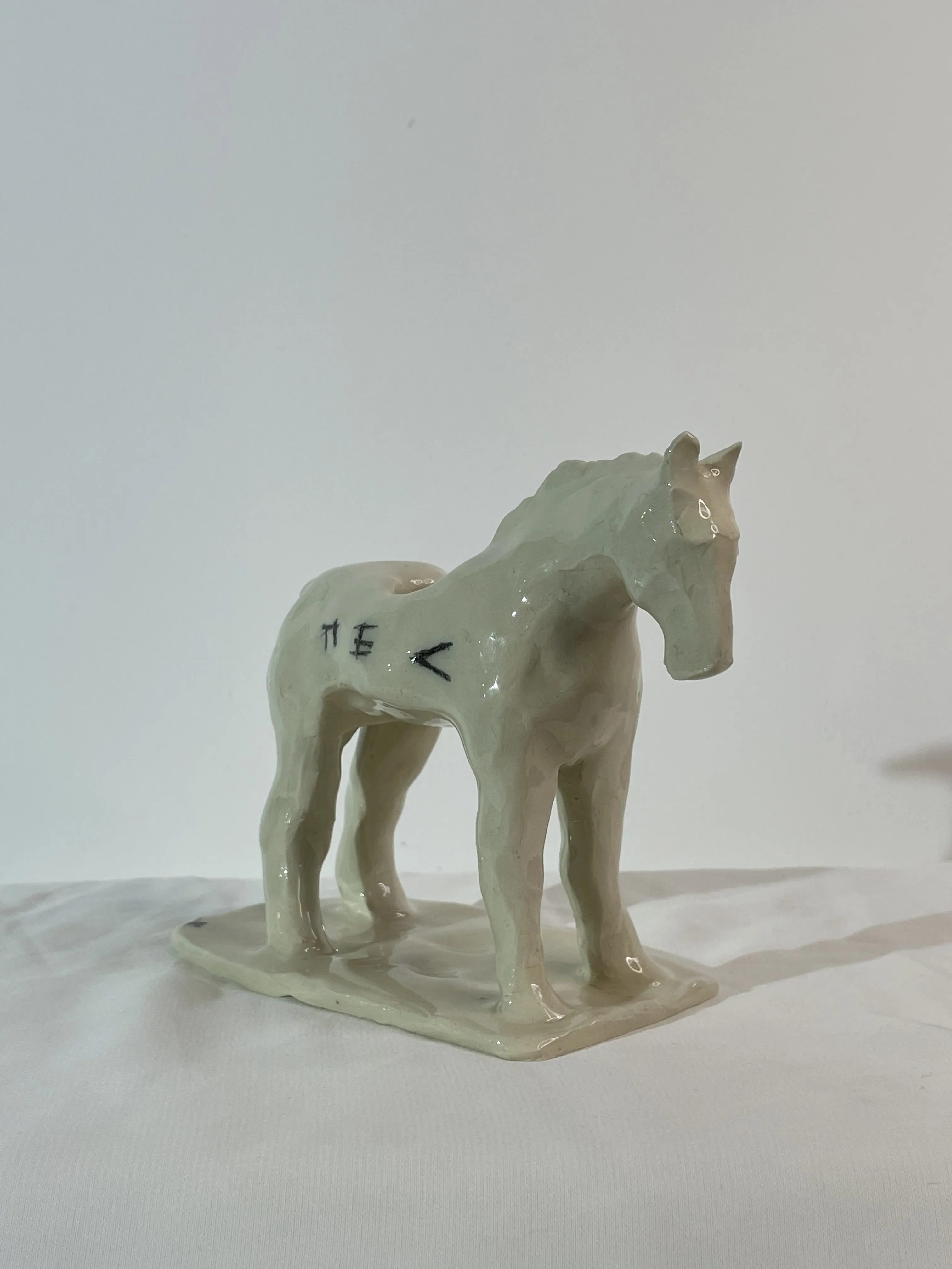 Image of White horse, black dog by ANNA VERIKI, size: 12x7x13 cm, Sculpture medium, from Kyiv , priced at €600 Photo 6 of 8.