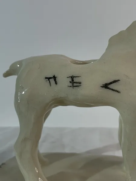 Image of White horse, black dog by ANNA VERIKI, size: 12x7x13 cm, Sculpture medium, from Kyiv , priced at €600 Photo 7 of 8.