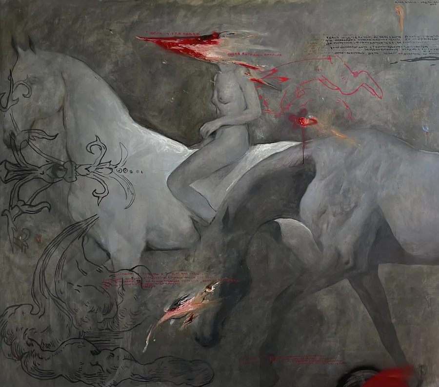 Image of When a star falls  by ANNA VERIKI, size: 175x200 cm, made of oil on painting, Painting medium, from Kyiv, Ukraine , part of the Series 1 series, priced at €5000 Photo 1 of 4.