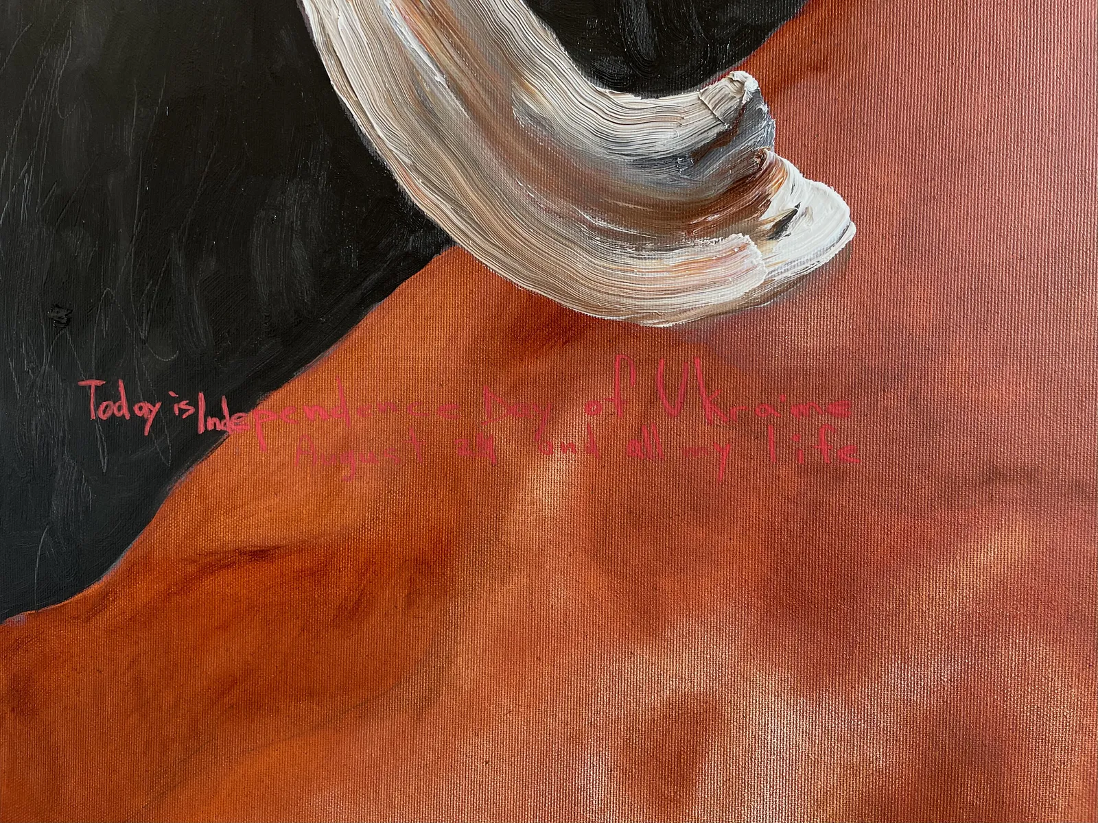 Image of Almost red horse  by ANNA VERIKI, size: 75x95 cm , made of Oil on canvas , Painting medium, from Kyiv, Ukraine , part of the Horses series, priced at €1500 Photo 5 of 5.