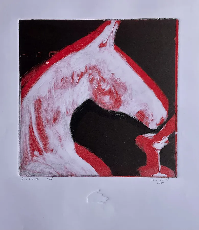 Image of Horse  by ANNA VERIKI, size: 29x29 cm , made of Monotypes, Graphics medium, from Kyiv, Ukraine , priced at €200