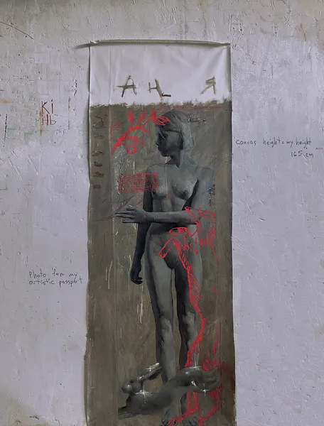 Зображення "Untitled" від АННА ВЕРІКІ, розмір: 165x55cm, матеріали: Масло на полотні, медіум: Малюнок, серія: Серія 1, ціна: €2500 Фото 2 з 6.