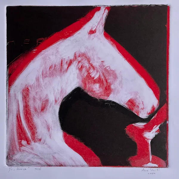 Image of Horse  by ANNA VERIKI, size: 29x29 cm , made of Monotypes, Graphics medium, from Kyiv, Ukraine , priced at €200