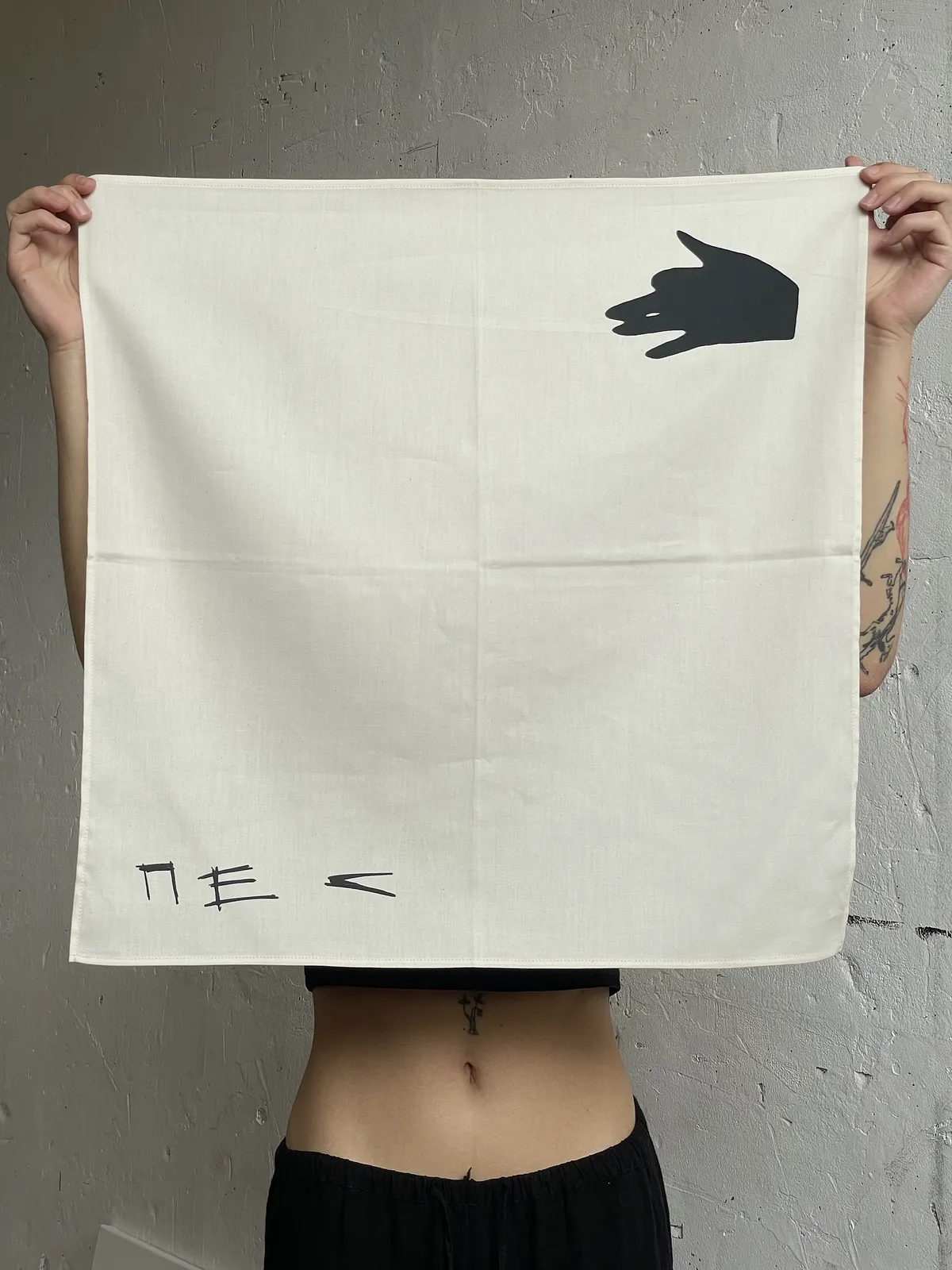 Image of “Pes” by ANNA VERIKI, size: 55x55 cm , made of Cotton, silkscreen, Graphics medium, from Kyiv , part of the Horses series, priced at €32 Photo 1 of 6.
