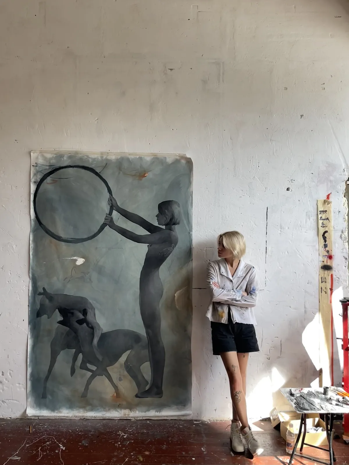 Image of “Inner Wild Animal Control Center” by ANNA VERIKI, size: 190x120 cm , made of Oil on canvas , Painting medium, from Kyiv, Ukraine , part of the Horses series Photo 3 of 8.