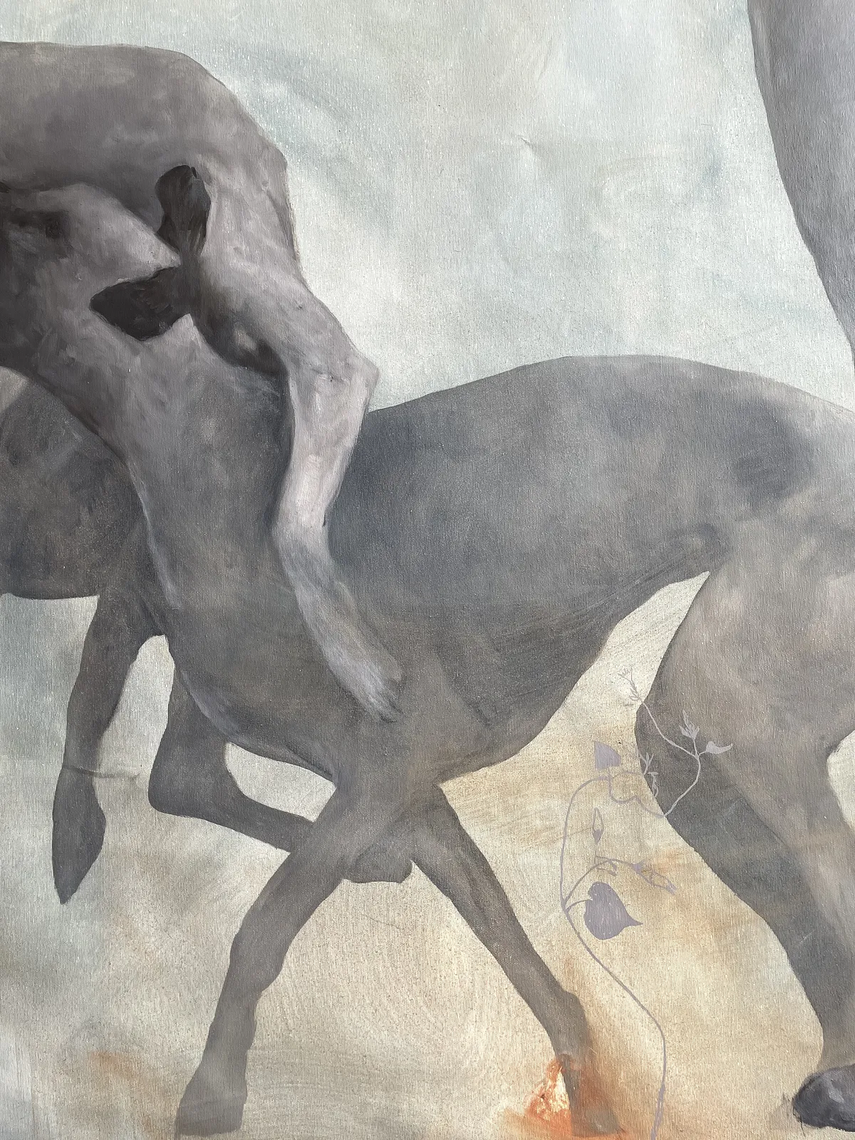 Image of “Inner Wild Animal Control Center” by ANNA VERIKI, size: 190x120 cm , made of Oil on canvas , Painting medium, from Kyiv, Ukraine , part of the Horses series Photo 6 of 8.