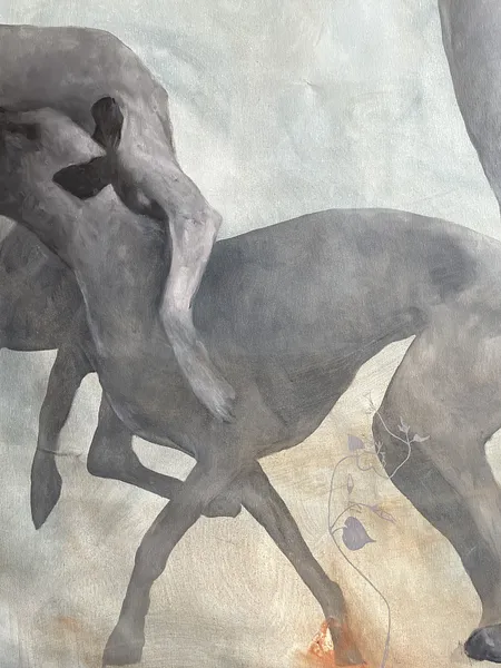 Image of Inner Wild Animal Control Center by ANNA VERIKI, size: 190x120 cm , made of Oil on canvas , Painting medium, from Kyiv, Ukraine , priced at €3500 Photo 6 of 8.