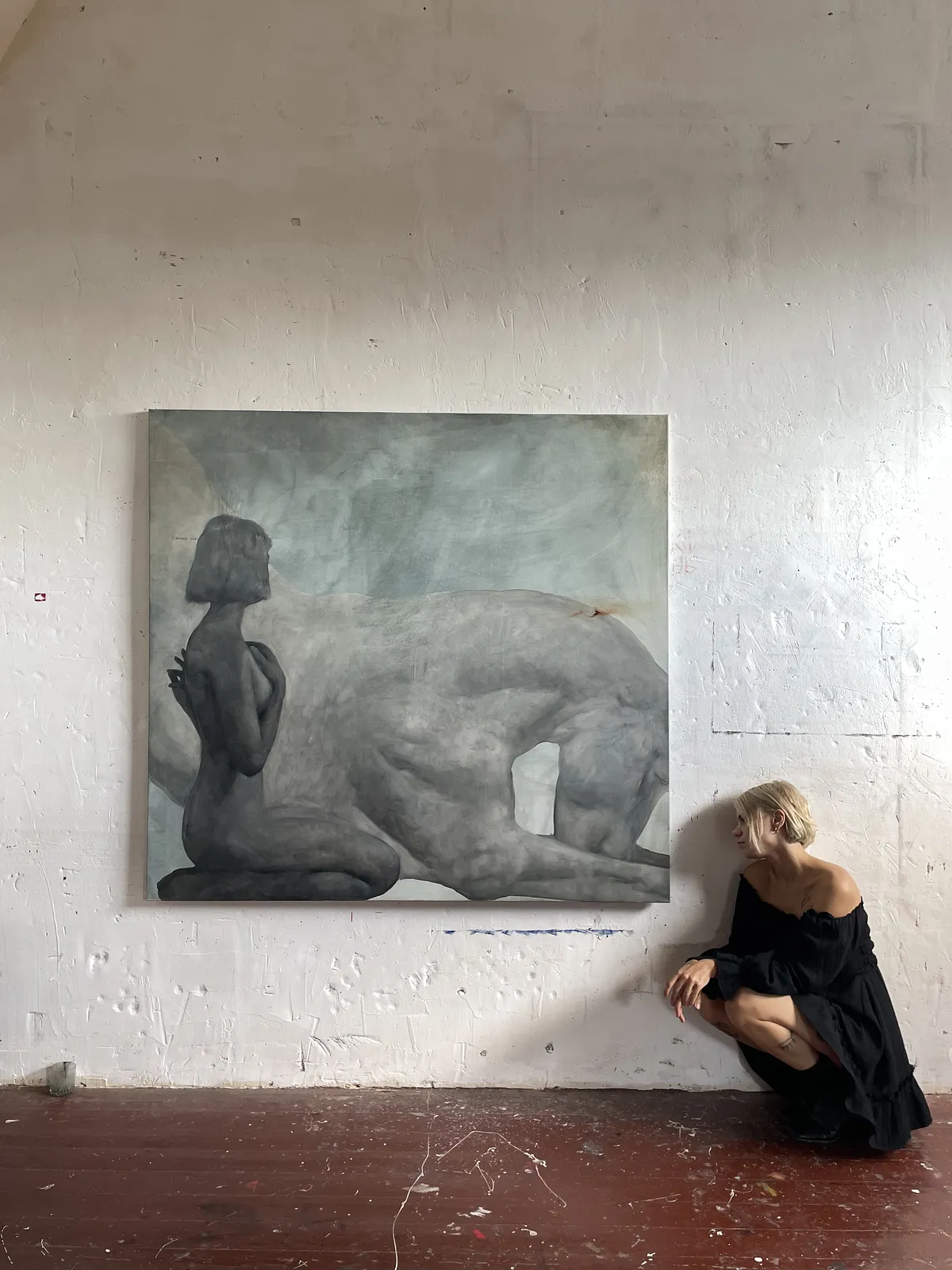 Image of “Calm inside” by ANNA VERIKI, size: 150x160 cm, made of Oil on canvas , Painting medium, from Kyiv , part of the Series 1 series, priced at €3000 Photo 1 of 6.