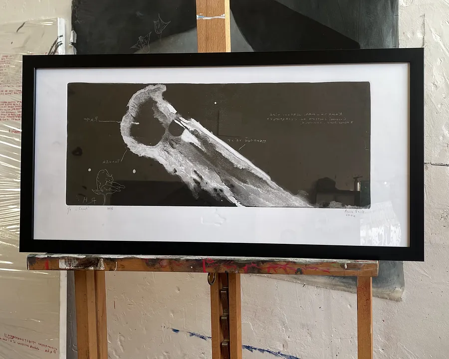 Image of Comet by ANNA VERIKI, size:  21x51 cm without frame , made of Monotype, paper, Graphics medium, from Kyiv , priced at €600 Photo 1 of 2.