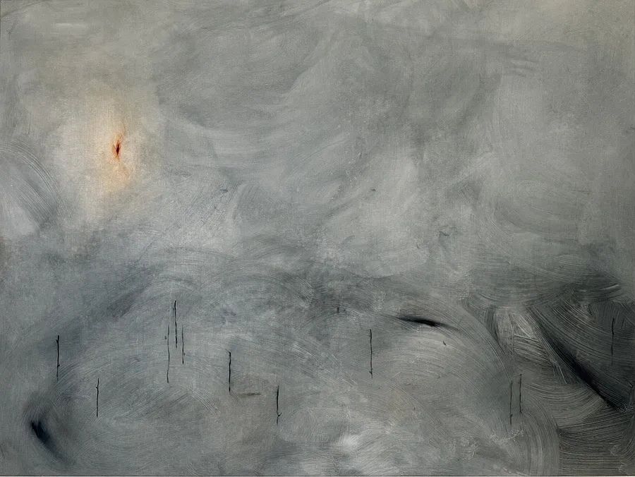 Image of “Field.” by ANNA VERIKI, size: 150x200 cm, made of Oil on canvas, Painting medium, part of the Series 1 series, priced at €2500 Photo 1 of 8.