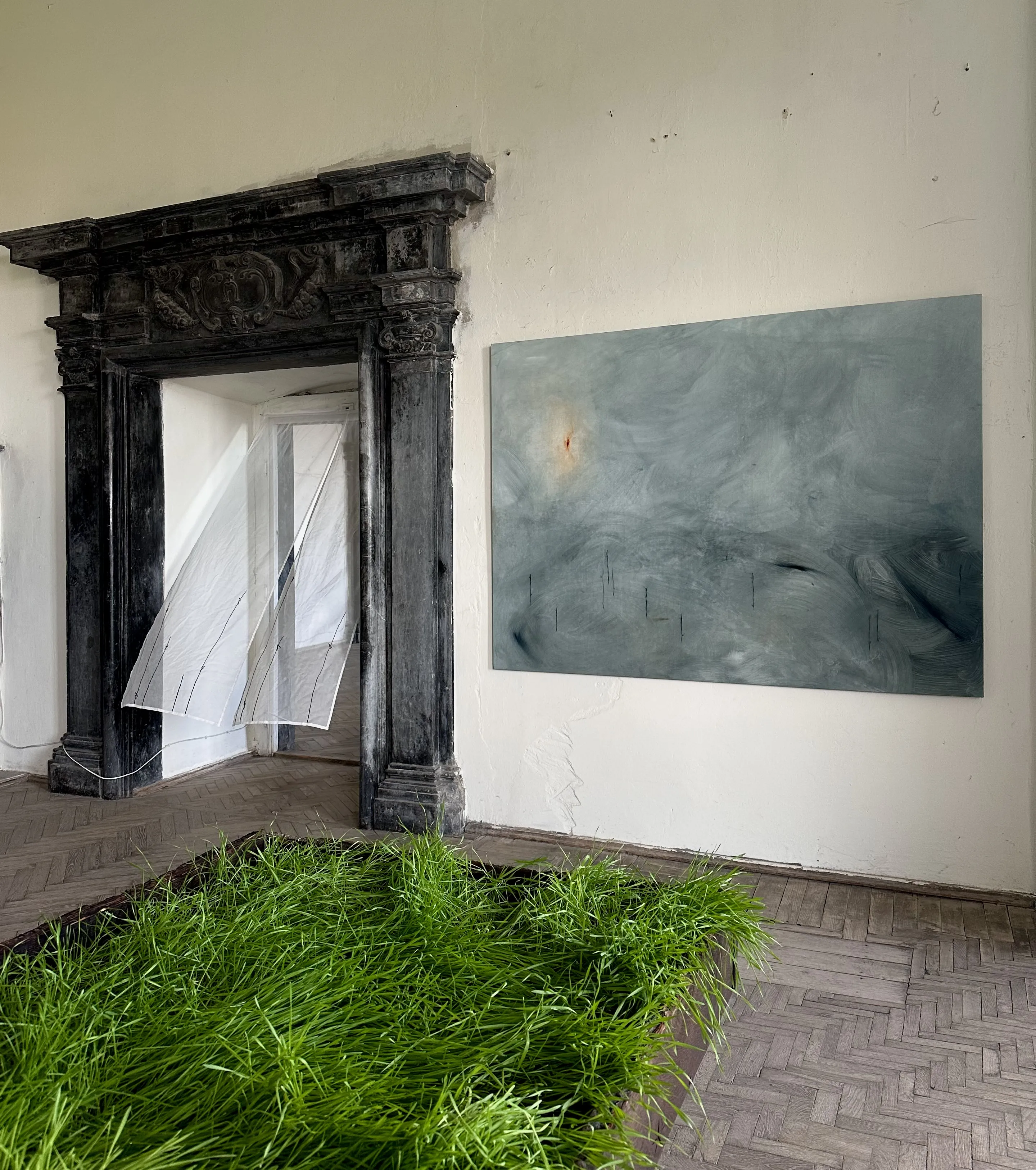 Image of “Field.” by ANNA VERIKI, size: 150x200 cm, made of Oil on canvas, Painting medium, part of the Series 1 series, priced at €2500 Photo 2 of 8.