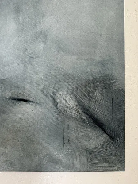Image of “Field.” by ANNA VERIKI, size: 150x200 cm, made of Oil on canvas, Painting medium, part of the Series 1 series, priced at €2500 Photo 4 of 8.