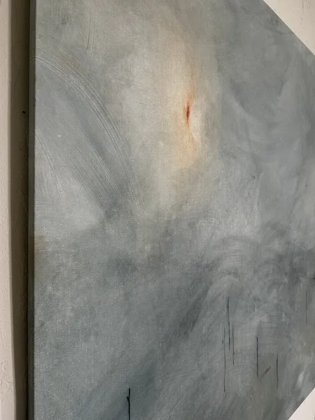 Image of “Field.” by ANNA VERIKI, size: 150x200 cm, made of Oil on canvas, Painting medium, part of the Series 1 series, priced at €2500 Photo 6 of 8.