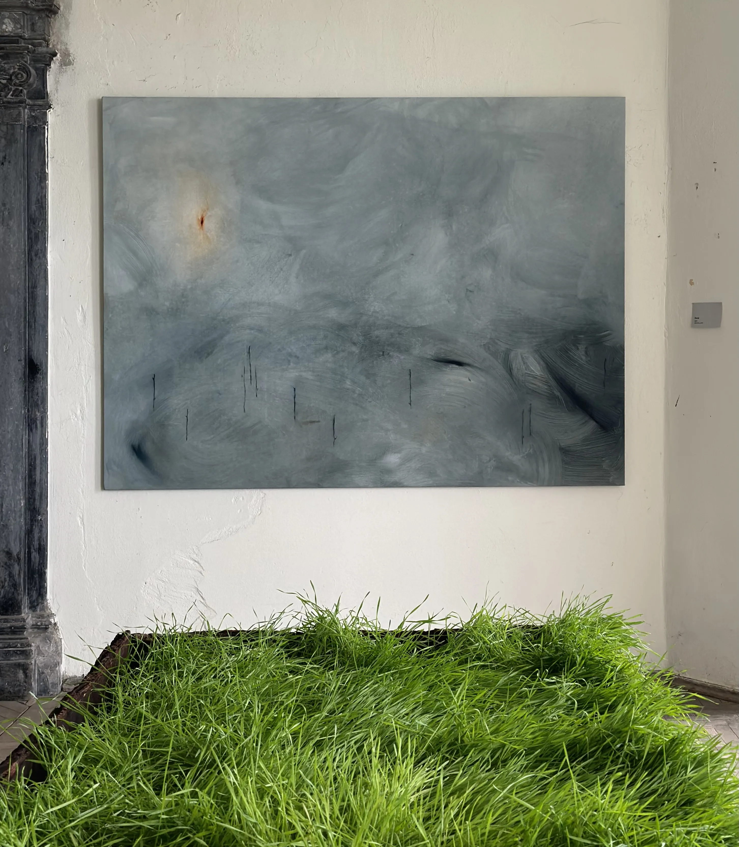 Image of “Field.” by ANNA VERIKI, size: 150x200 cm, made of Oil on canvas, Painting medium, part of the Series 1 series, priced at €2500 Photo 7 of 8.