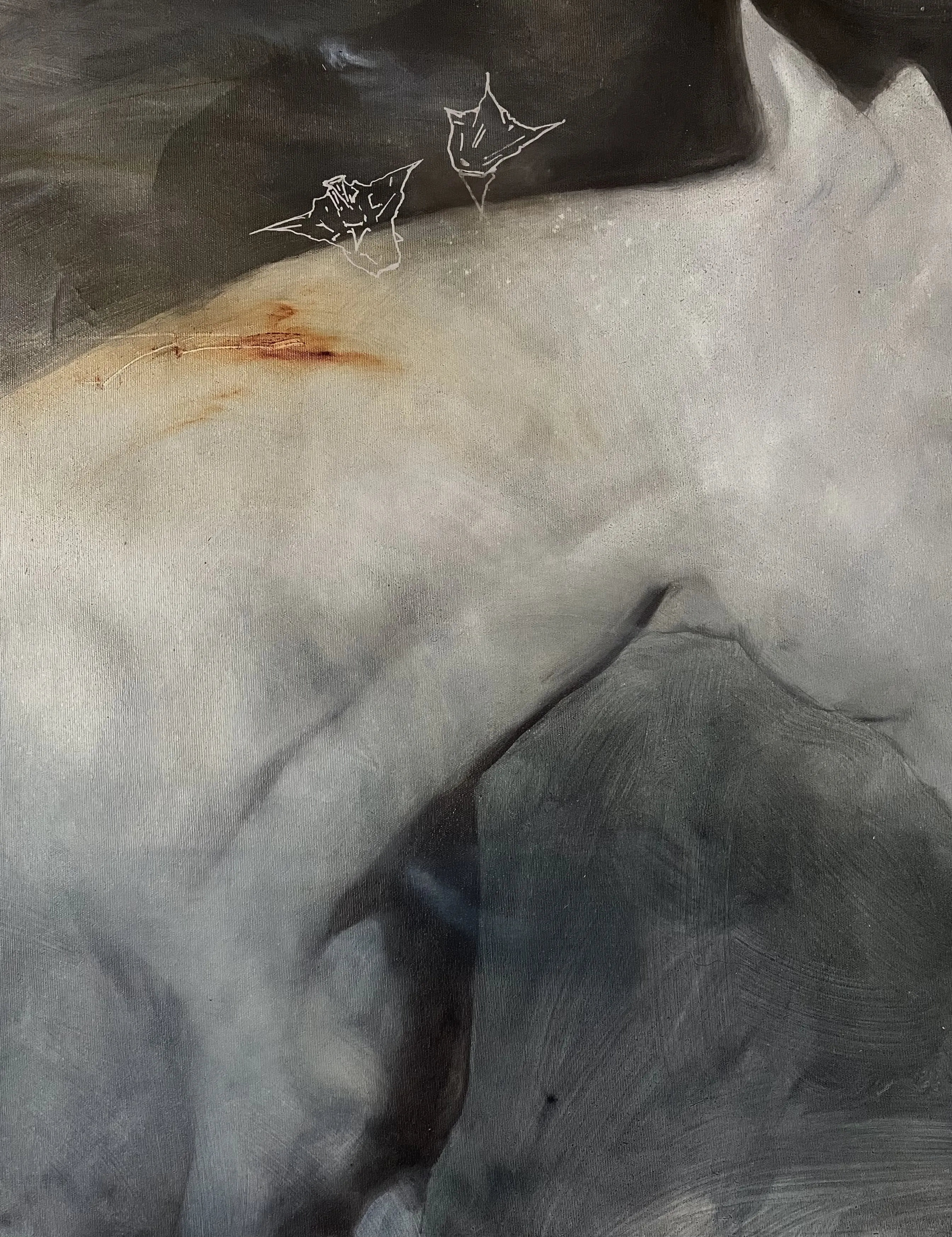 Image of “Water caltrop” by ANNA VERIKI, size: 100x110 cm , made of Oil on canvas, Painting medium, from Kyiv, Ukraine , part of the Horses series, priced at €1500 Photo 3 of 4.