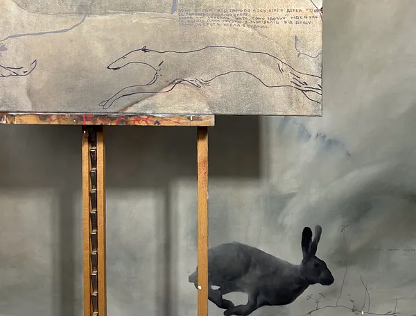 Image of Hunting  by ANNA VERIKI, size: 40x100 cm, made of Oil on canvas, Painting medium, from Kyiv , part of the Series 1 series, priced at €800 Photo 4 of 6.