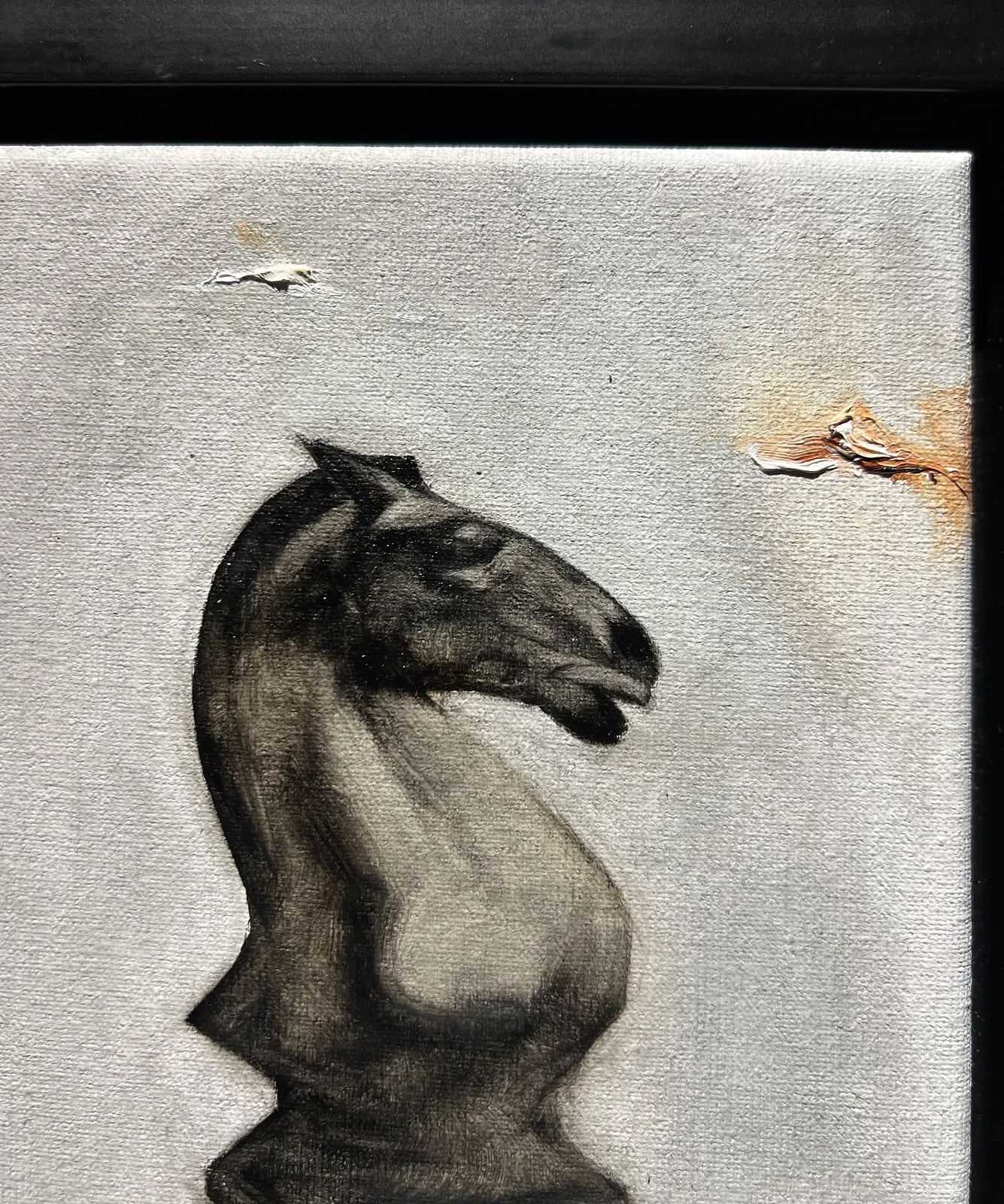Image of Black horse  by ANNA VERIKI, size: 20x14 cm, made of Oil on canvas , Painting medium, from Kyiv , part of the Horses series, priced at €500 Photo 3 of 4.