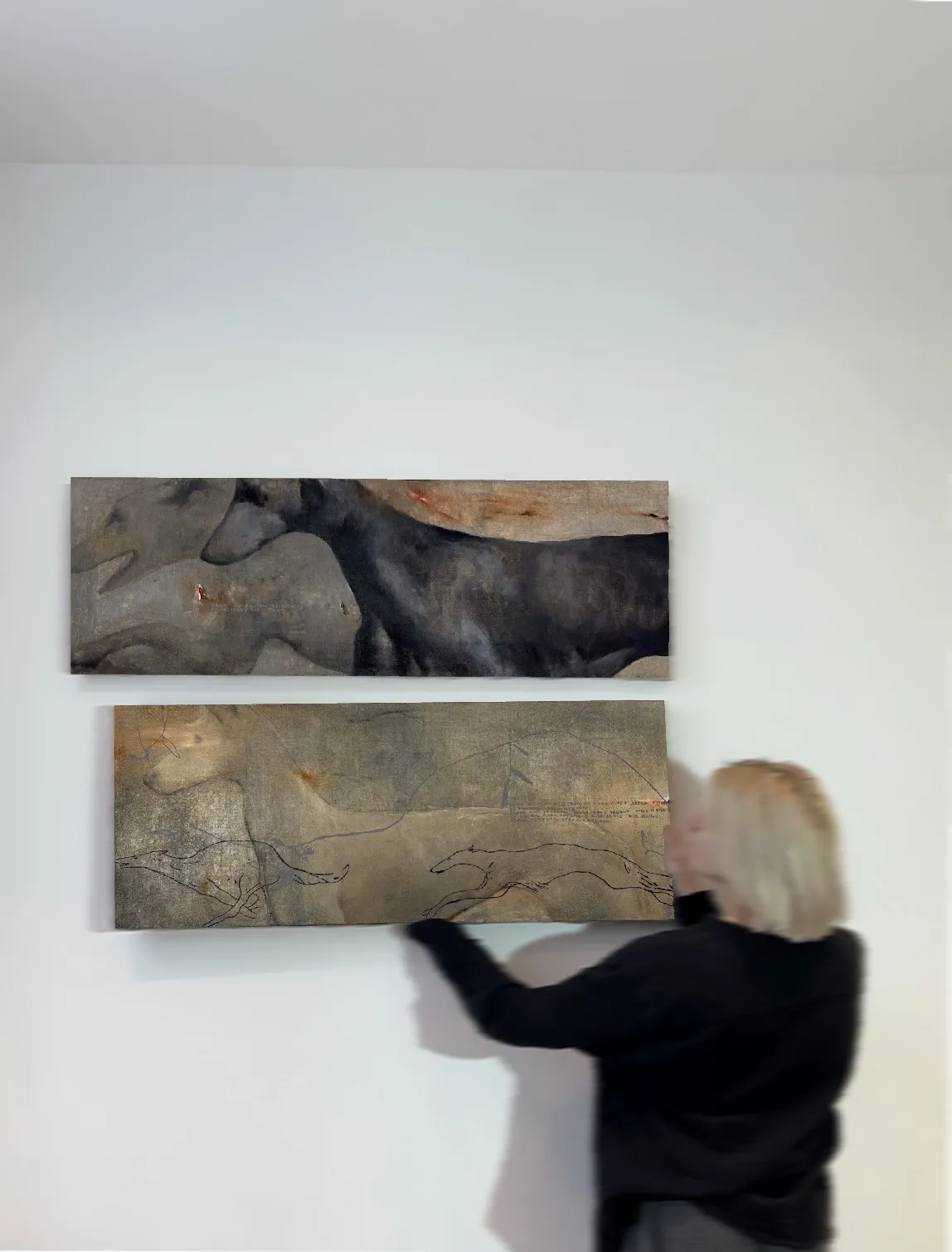Image of “The way to the watering hole” by ANNA VERIKI, size: 35x110 cm, made of Oil on linen, Painting medium, from Kyiv , part of the Horses series, priced at €800 Photo 2 of 5.